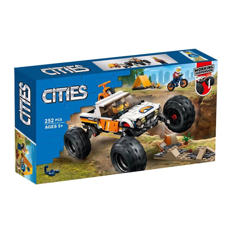ใช้งานร่วมกับ Lego City Series 4x4 รถออฟโรดผจญภัย 60387 เด็กประกอบบล็อกตัวต่อของเล่นเด็กของขวัญ