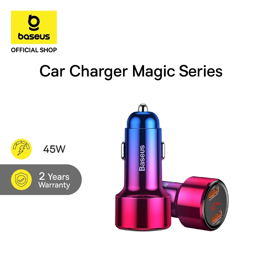 Baseus Car Charger Quick Charging 45W Dual Port Magic Series PPS Digital Display Original
