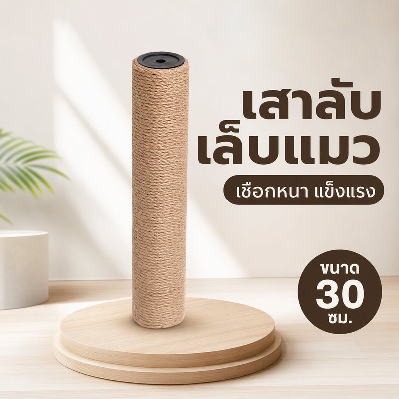 เสาลับเล็บแมว อะไหล่เสาข่วน DIY คอนโดแมว เชือกป่านหนา รองรับน็อต M8 เสาแน่นทน