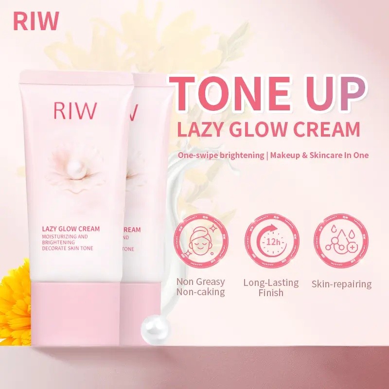 RIW Krim tone-up [LAZY CREAM BRIGHTENING & WHITENING MOISTURIZING] [Radiance & Care For Skin] Brightening & Moisturizing Facial Treatment Cream 5CA6