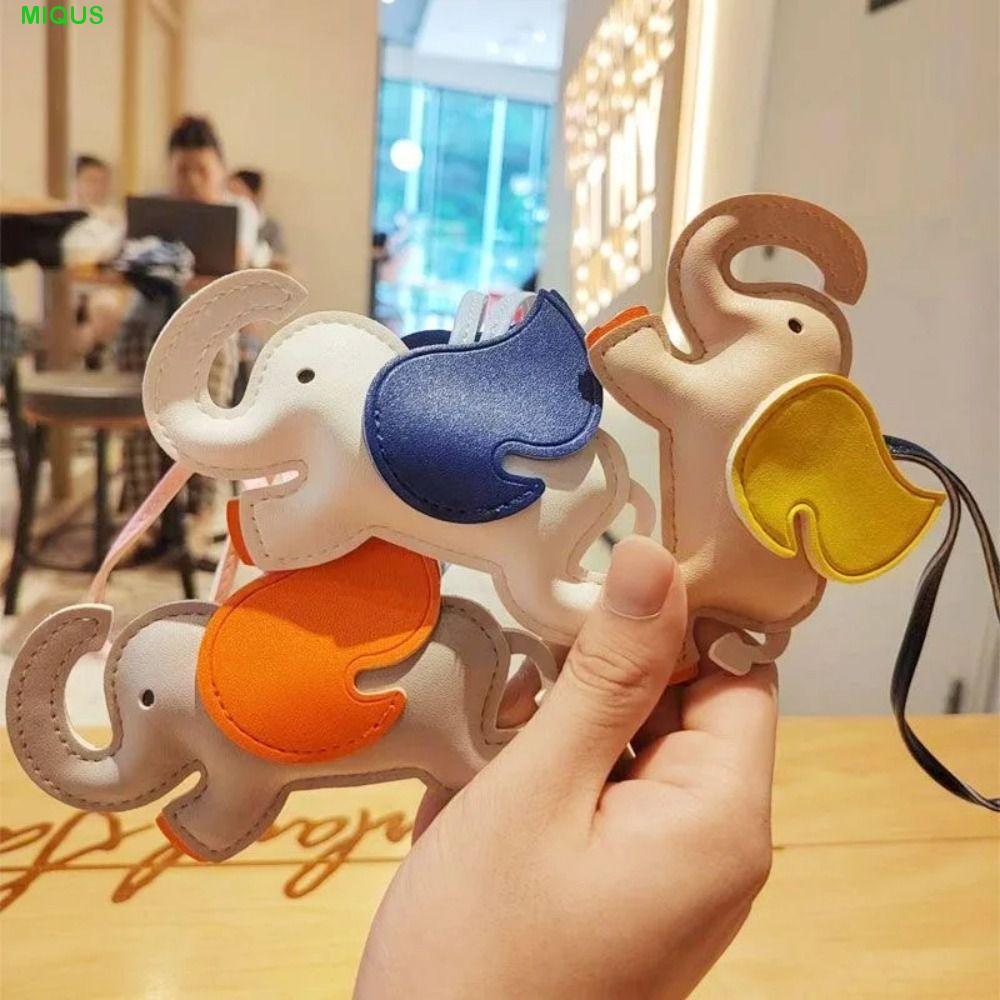 MIQUS Flying Wings พวงกุญแจช้าง, สัตว์การ์ตูน PU หนังแขวน, พวงกุญแจรถน่ารัก PU หนังแฟชั่นกระเป๋าจี้ผู้หญิง