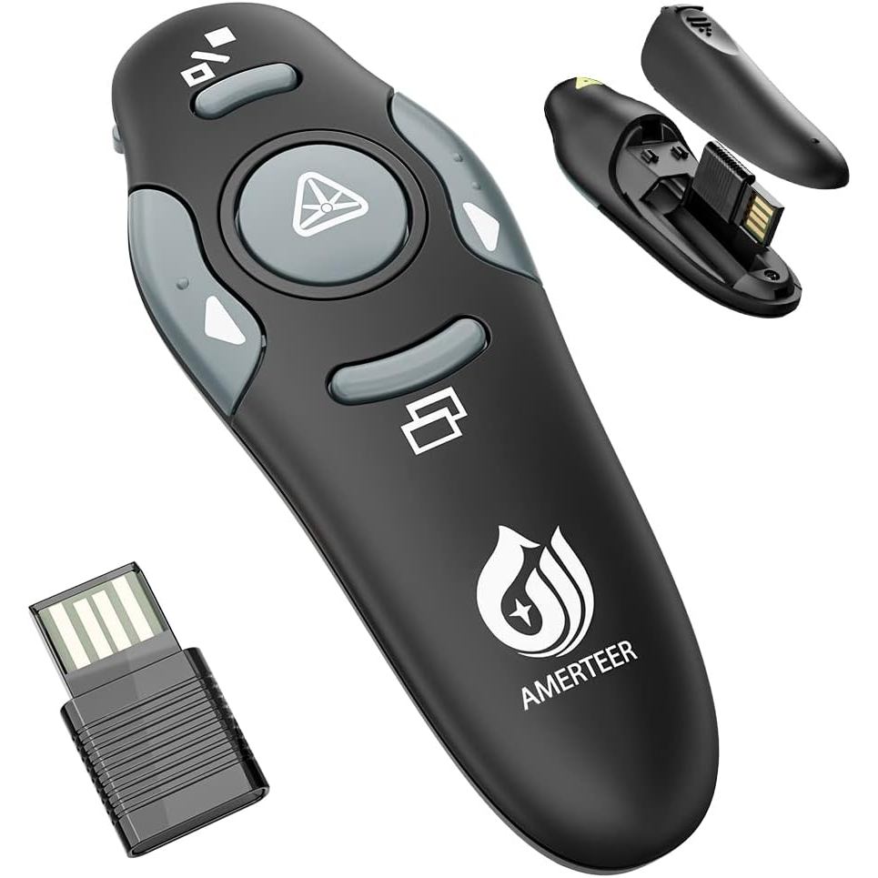 AMERTEER Presentation Clicker Wireless Presenter Remote Clicker สําหรับการนําเสนอ PowerPoint พร้อมตั