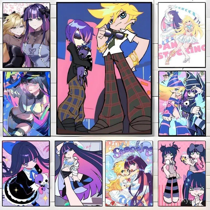 AF2U อะนิเมะ N-New Panty Stocking โปสเตอร์ Wall art พิมพ์ศิลปะเหมาะสําหรับห้องนั่งเล่นห้องนอนบาร์ pa
