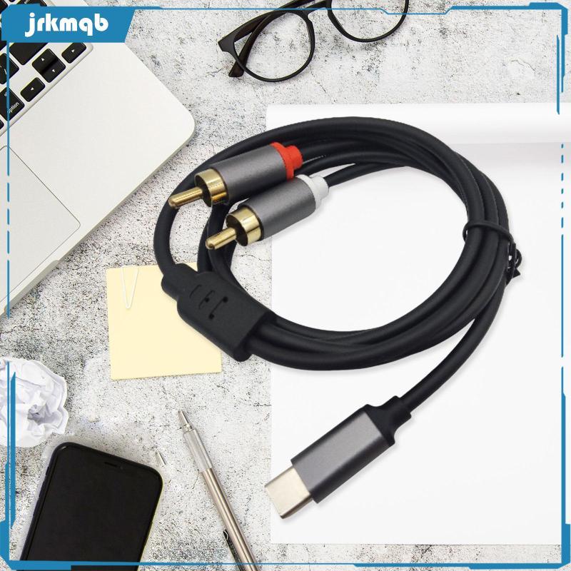 [jrkmqb] RCA Type-c ถึง 2 สาย USB C สาย AUX ป้องกันการรบกวน Stable AUX สายเสริมสําหรับหูฟังโฮมเธียเต