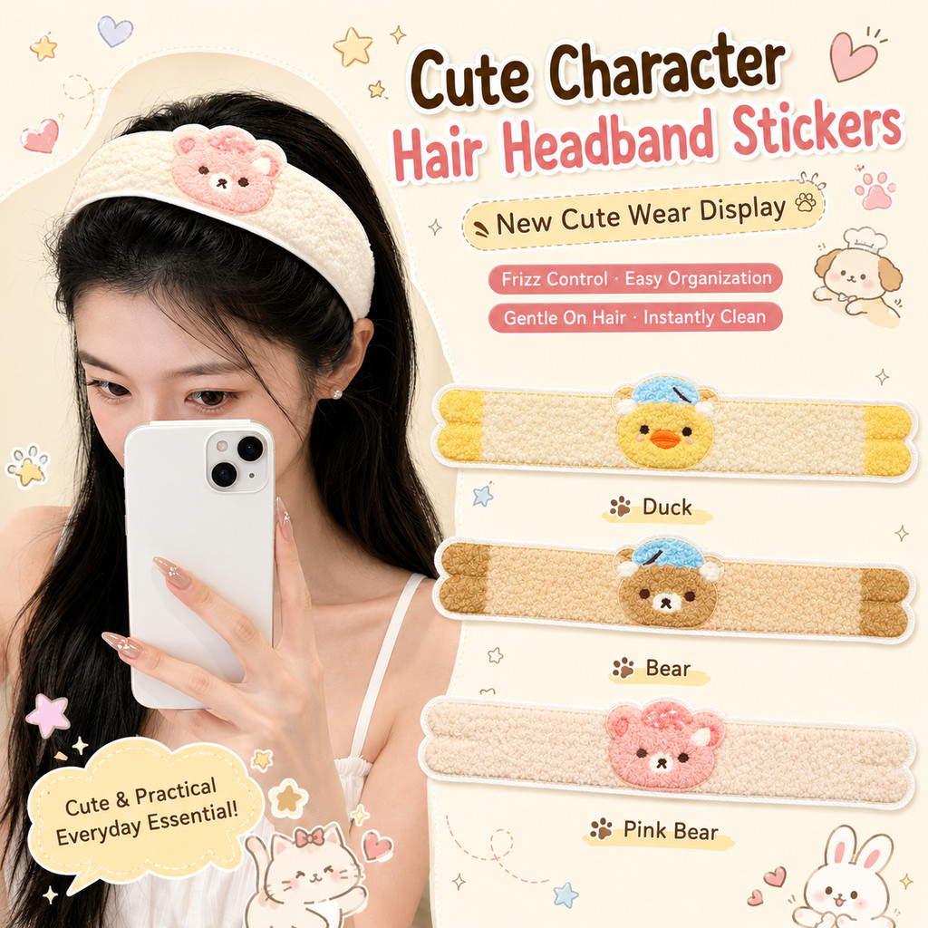 สติ๊กเกอร์หน้าม้า Rilakkuma Chick 2-in-1 สุดน่ารักสําหรับล้างหน้าและทรงผมบุญ