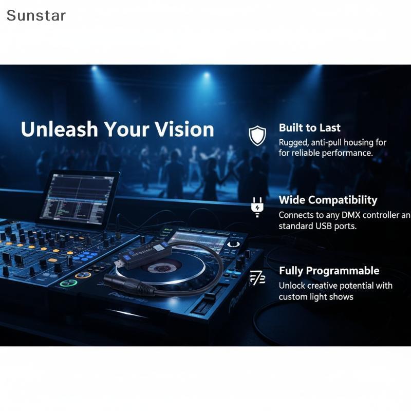 Sunstar DMX Controller USB RMD ไร้สาย 2 4G Stage Light Mobile App Dialer สําหรับสตูดิโอกิจกรรมตกแต่ง