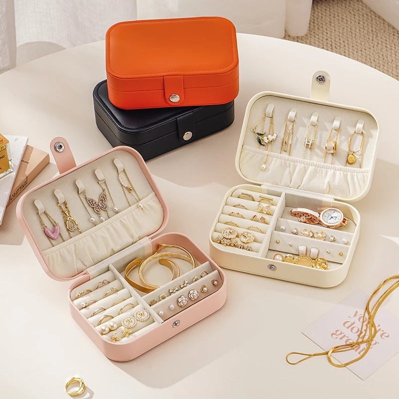 Travel Jewellery กล่อง PU หนังเครื่องประดับ Organizer กล่องสําหรับผู้หญิงแบบพกพามินิกระเป๋าเดินทางจอ