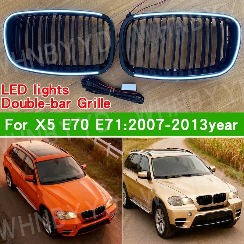 K9PL คุณภาพสูง ABS รถกระจังหน้า Led Light Grill สีดําเงาสําหรับ BMW X5 X6 E70 E71 2008 2009 2010 201
