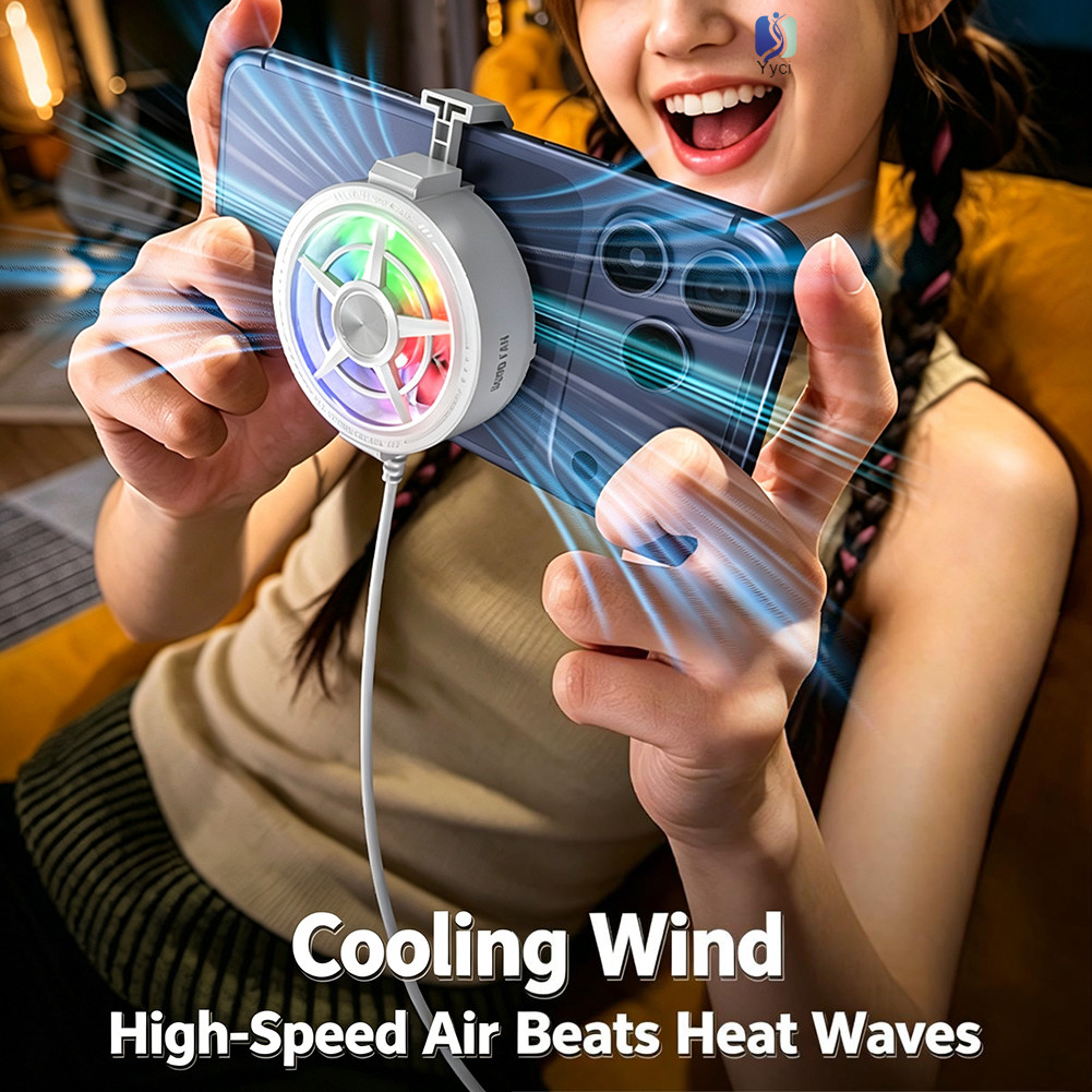 RGB Gaming Phone Cooler เงียบ Plug In Phone Cooler Clip On สําหรับ IPhone Androids Instants หม้อน้ํา