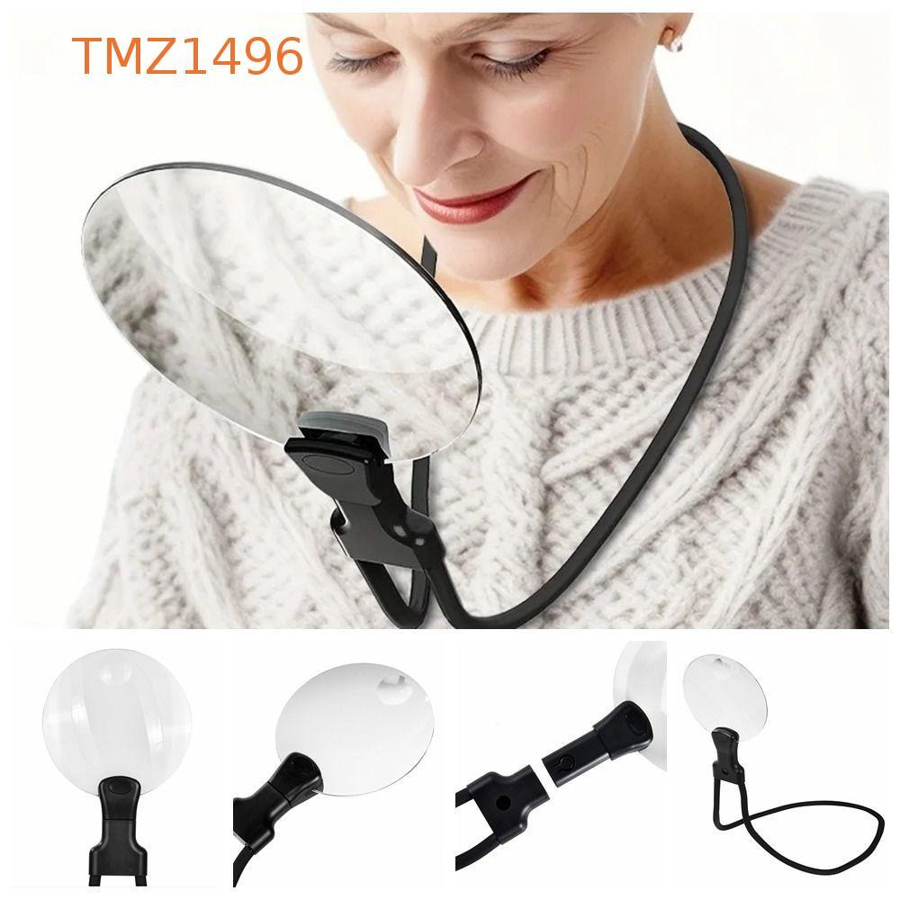 TMZ1496 แว่นขยาย 3X/10X, แว่นขยายแฮนด์ฟรีอ่านหนังสือขนาดใหญ่, แบบพกพาความละเอียดสูงสีดําทนทานปรับแว่นขยายของขวัญสําหรับผู้สูงอายุ
