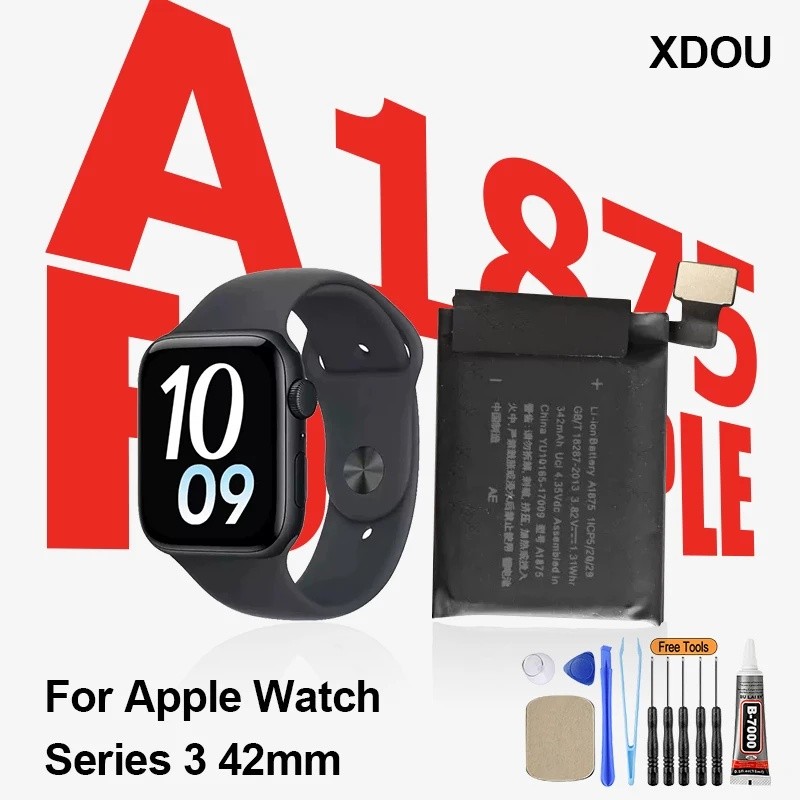 ใหม่ A1875 GPS รุ่นแบตเตอรี่จริง 342mAh สําหรับ Apple Watch Series 3 42 มม.Series3 GPS A1875 iWatch 