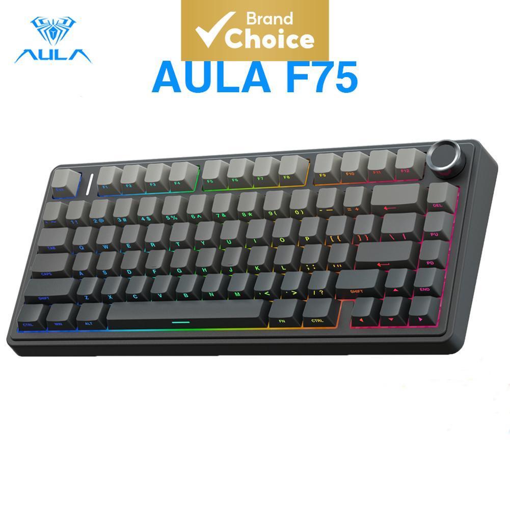คีย์บอร์ดเกมมิ่งไร้สาย AULA F75 บลูทูธ คีย์บอร์ดเล็กๆ คีย์บอร์ดกลไก RGB