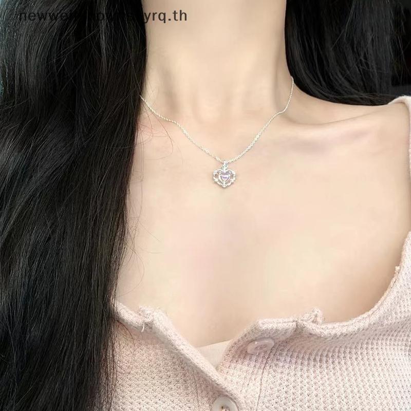 Newwellknownskyrq Neon Hollow Heart สร้อยคอ Simple สร้อยคอเครื่องประดับของขวัญ CCD