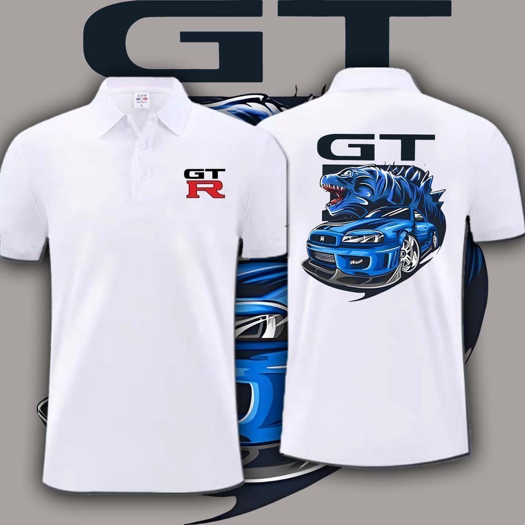 เสื้อโปโล-  Nissan GTR Nissan Polo Shirt GTR Nismo Polo R35 R32  ผ้าCotton ใส่ได้ ทั้ง ชาย S-3XL