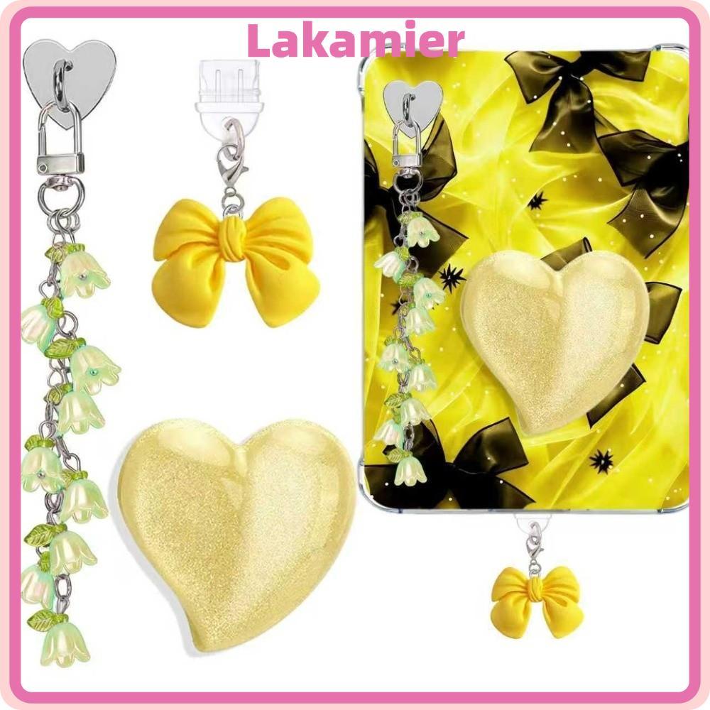 LAKA A Set Kindle Charms Set, Cute Design Stand Function Tablet Stand, Heart Grip Holder Lily of The