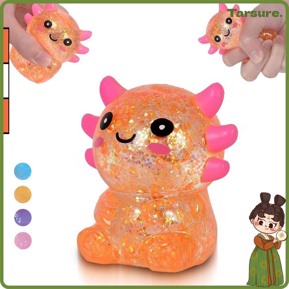 TARSURETH Squishy Stress Glitter, รูปร่างน่ารัก Soothing Texture Axolotl Squishy ของเล่น, Sugar Fill
