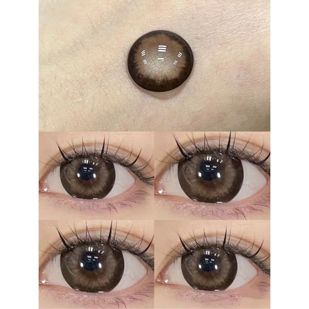 นาง.ชม. 14.5มม เลนส์สี ตาโต คอนแทคเลนส์นุ่ม สีน้ําตาลธรรมชาติ สีเทา 6 การใช้งานรายเดือน美年