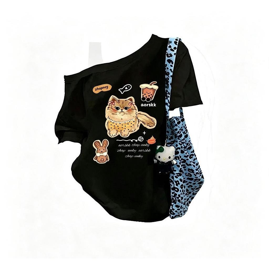 CODเสื้อยืดเข้ารูป สไตล์เกาหลี ผ้ายืดยูนิ สกรีนลายเต็ม ทรงสวย สาวอวบใส่ได้ ผ้าใส่สบาย รุ่น เข้ารูปRose will ระบายอากาศดี