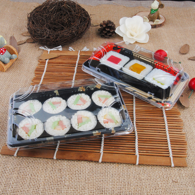 กล่องซูชิ กล่องบรรจุภัณฑ์ Takeaway แบบใช้แล้วทิ้ง อาหารญี่ปุ่น Platter Salmon Sashimi กล่องบรรจุภัณฑ