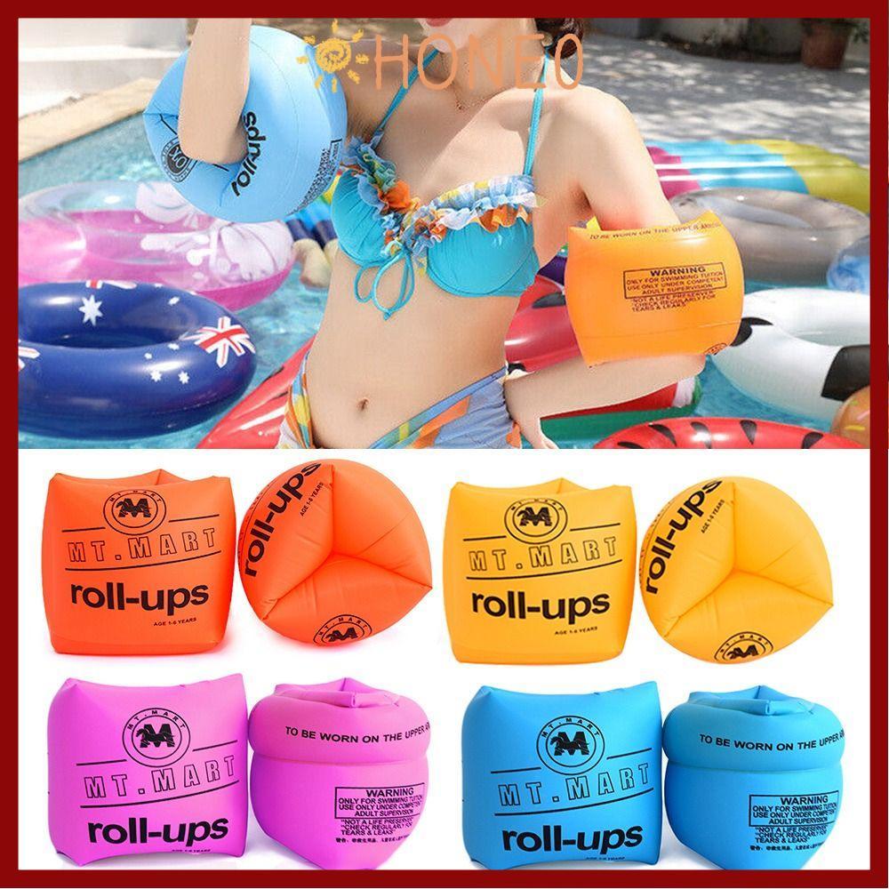 HONE 2 ชิ้น Float Armbands Pool Armbands ว่ายน้ําวงกลมเด็ก Inflatable Pool Float Safety Training Inf