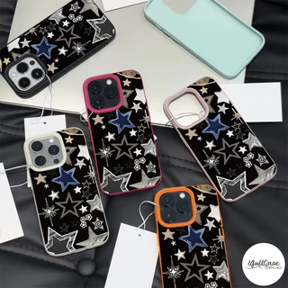เคสไอโฟน16สำหรับIPhone 15 17 air 13 11 16 12 14 Pro Max 15 14 Plus XR XS Xเคสลายหนัง ลายดาวสุดเท่ ขอบสีสัน ป้องกันกระแทก