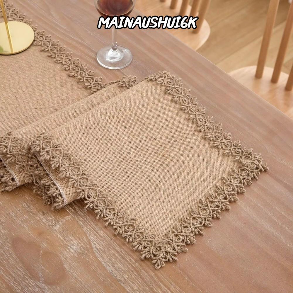 MAINAUSHUI6K Burlap Table Runner, Jute Lace Trim Jute Table Runner,ทอ 30x180CM|Edges Rustic Table Ru