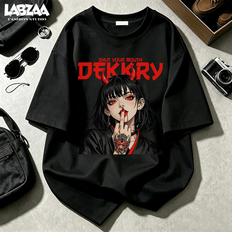 【จัดส่งจากกรุงเทพฯ】LABZAA เสื้อยืดแขนสั้นคอกลม สะดวกสบาย ลายพิมพ์การ์ตูนหญิง Oversized ระบายอากาศ YG1440