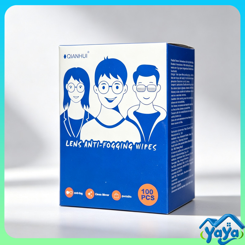แผ่นเช็ดแว่นตาแบบใช้แล้วทิ้ง 100 แผ่น กันฝ้า กันฝุ่น แห้งเร็ว ทำความสะอาดเลนส์ ปกป้องแว่นตา