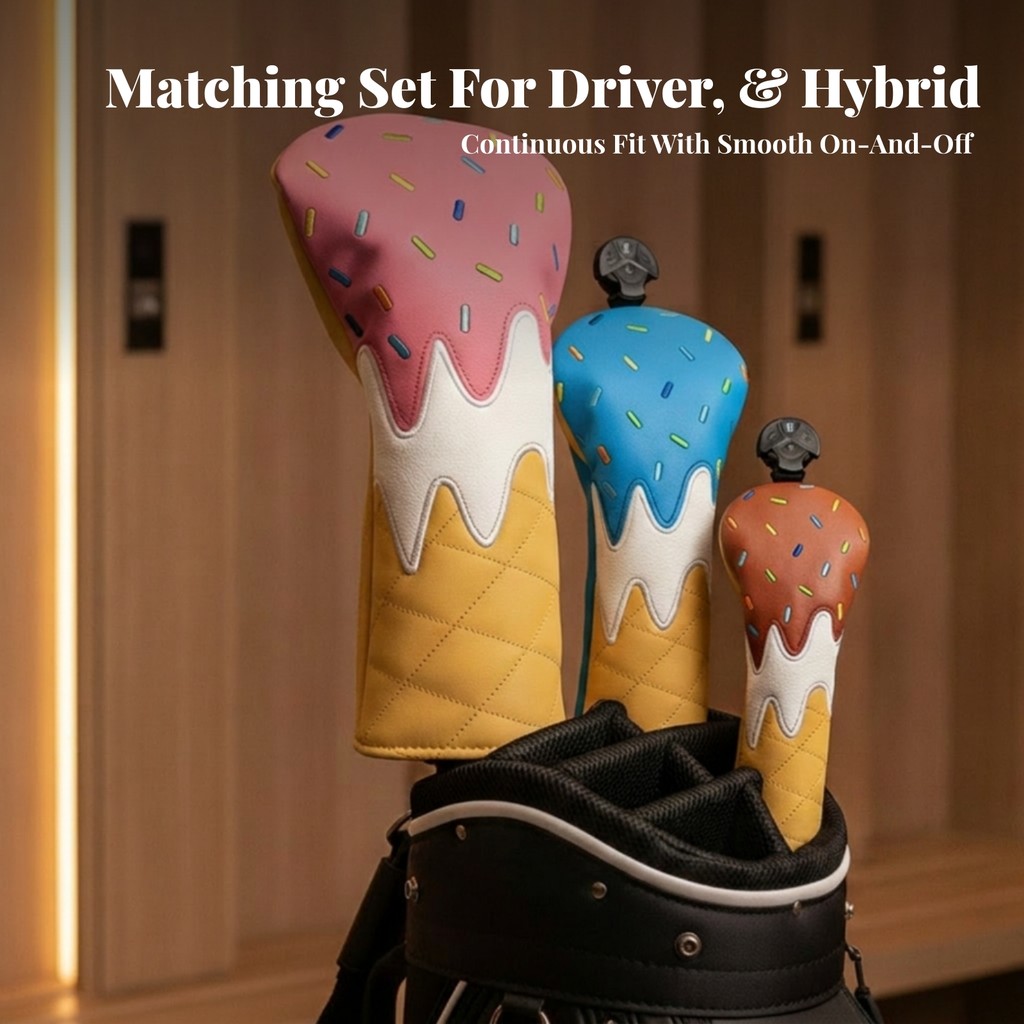 3 ชิ้นไดร์เวอร์ Fairway Wood Hybrid Cover Set Stylish Golf Club Covers พร้อมเบาะ Li-Ning Fairway Woo
