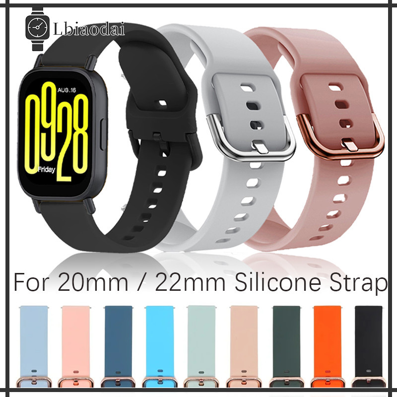 สายนาฬิกาซิลิโคน 20 มม/22 มม for Redmi Watch 5 Active/5 Lite/Samsung Galaxy Watch/Huawei/Amazfit Bip 6/Garmin/Xiaomi