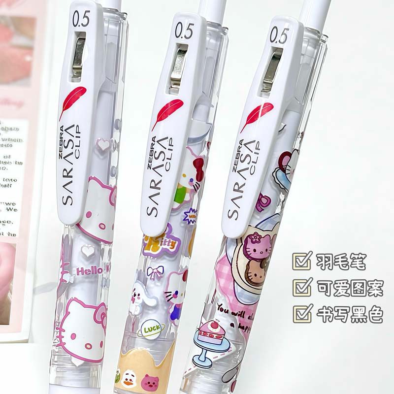 ญี่ปุ่นญี่ปุ่น ZEBRA ZEBRA JJ99-KT Cat Feather กดปากกาเจลการ์ตูนสาวหัวใจ JJ15 สีขาว Rod Limited Edit