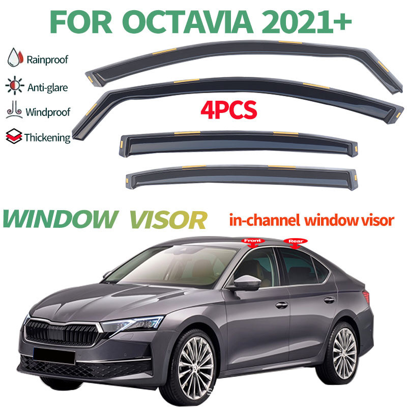 เหมาะสำหรับ Skoda Octavia พร้อมแผ่นบังฝนในตัว OCTAVIA 2021+ แผ่นบังฝนแบบ ln-Channel