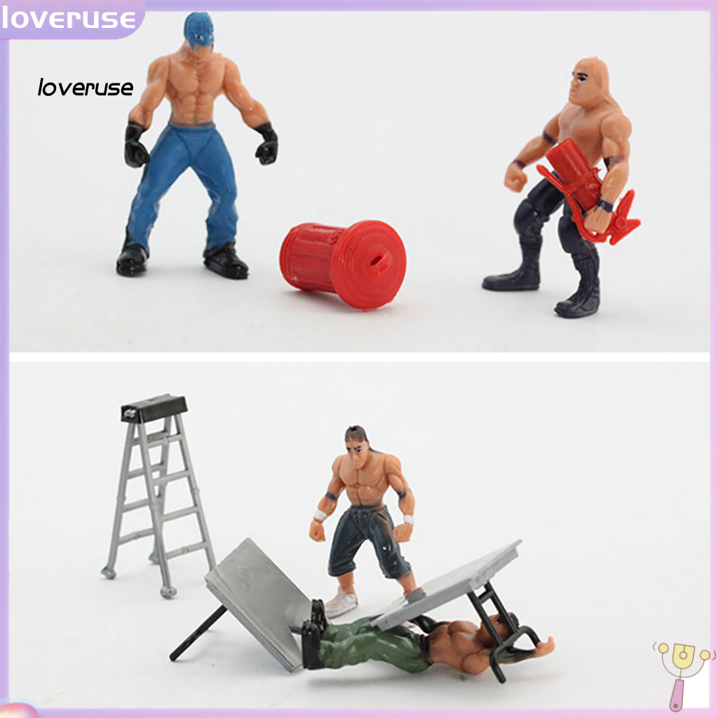 /LOV/ 1 ชุด Wrestling Playset ที่สมจริง DIY Mini Wrestling Action Figure Play ชุดสําหรับเด็ก