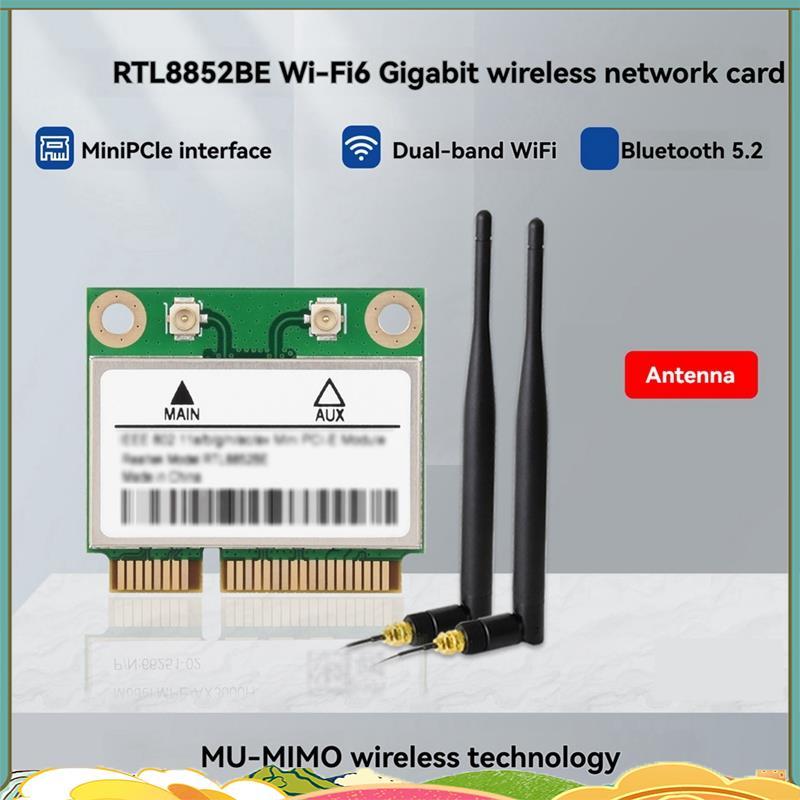 RTL8852BE Wifi 6 การ์ดเครือข่ายไร้สายบลูทูธ 5.2 Gigabit Dual-Band อะแดปเตอร์ 802.11AX มาตรฐาน