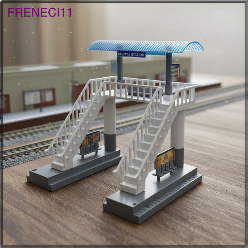 [freneci11] HO Scale Pedestrian Overpass Curved Canopy HO Scale Overpass Model Plastic Pedestrian Br