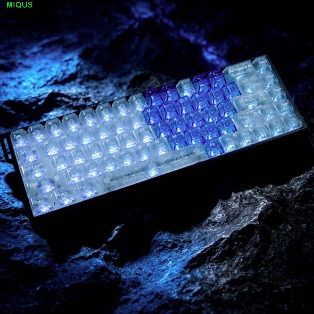 MIQUS Red Love Heart Keycaps, Full Transparent Ice Transparent Keycaps Set, 90 Keyboard Crystal Clea