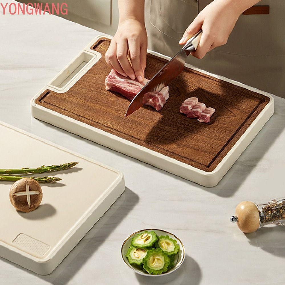 YONGWANG66ZX เขียงสองด้าน, เขียงไม้ Anti-Bacterial Anti-Mold, สี่เหลี่ยมผืนผ้า Anti-Slip พร้อมที่จับ
