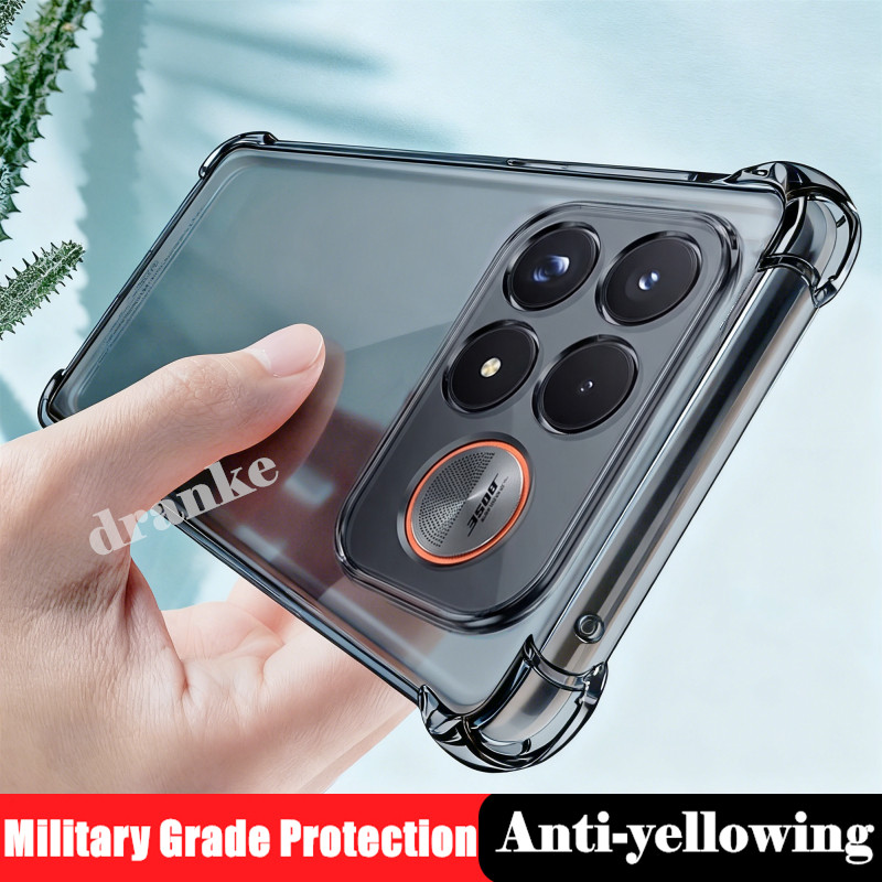 สําหรับ Xiaomi Redmi K100 Pro K100pro Max ยืดหยุ่นซิลิโคนเหลวใสกึ่งโปร่งใส Anti-Yellowing ฝาหลัง 4 มุมกรณีเยลลี่