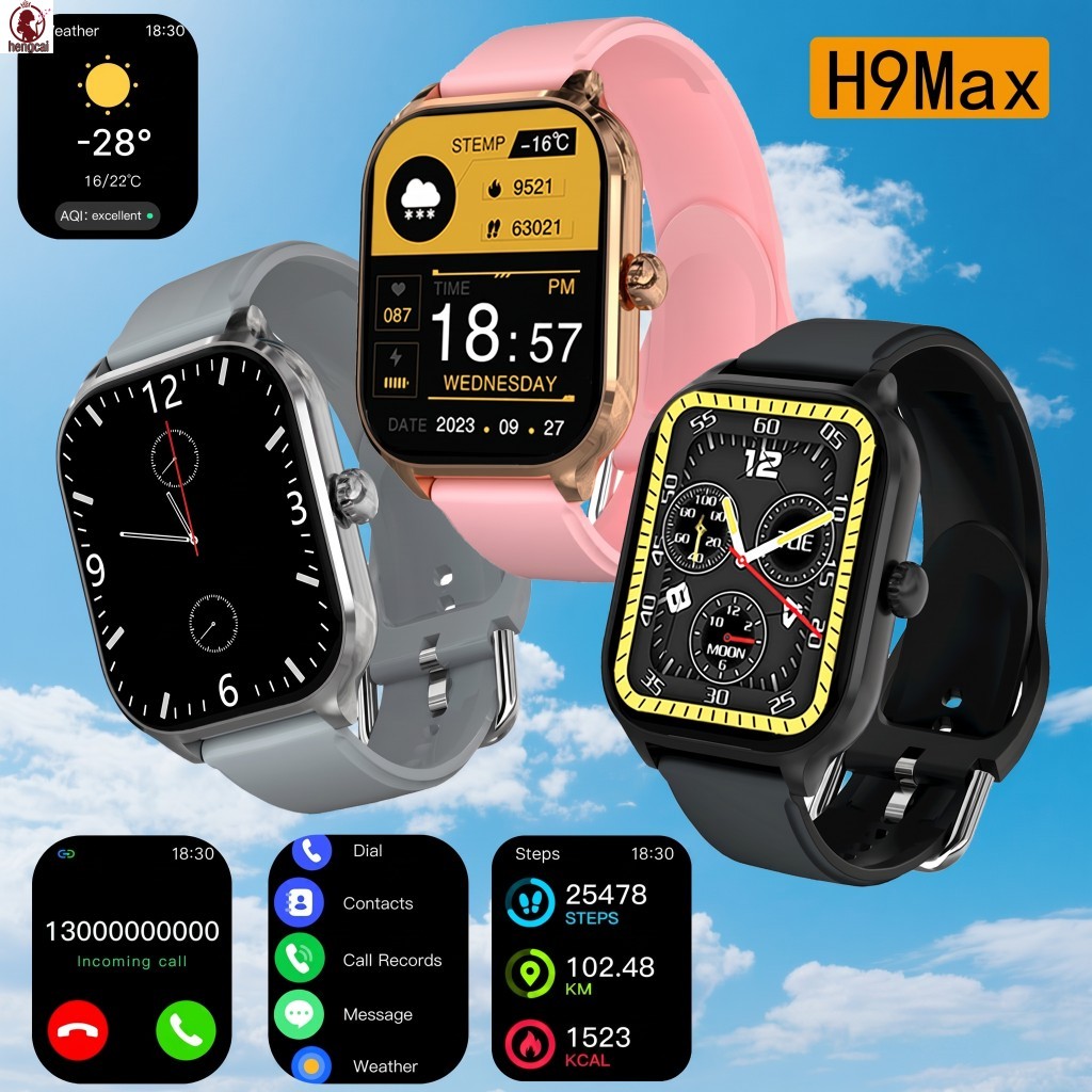 MAX H9Max สมาร์ทวอทช์ หน้าจอ IPS LCD 2.01 นิ้ว กันน้ำ อัลลอยด์ หลากสี