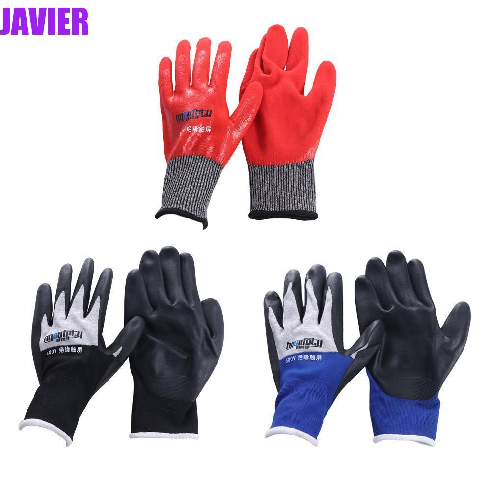 JAVIER ถุงมือฉนวนไฟฟ้า, แรงดันไฟฟ้าแบบยืน 400V/500V ถุงมือป้องกันการไฟฟ้ากันน้ํามัน, ไนไตรล์นิรภัยอเ