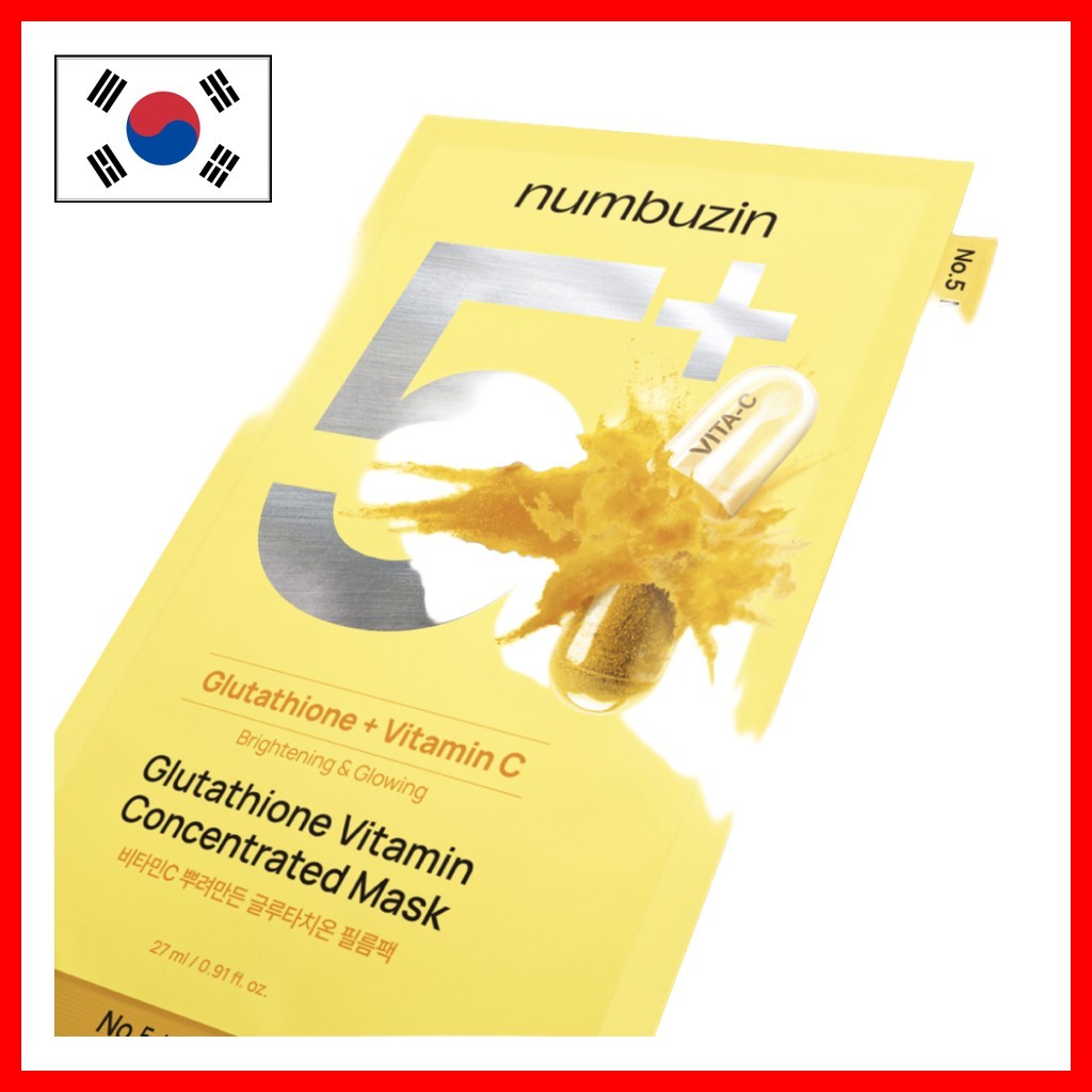 [numbuzin] Glutathione Vitamin C Concentrated Mask, 27ml, 10pcs / Korean Face Mask / Vitamin C Boost
