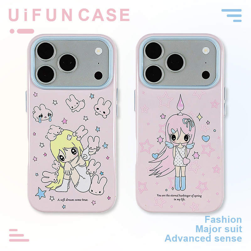 เกาหลีสีสันดาวยาวผูกปมสาวกระต่ายโทรศัพท์มือถือกรณีเข้ากันได้สําหรับ ไอโฟน 17 16 15 14 มือโปร สูงสุด ไอโฟน 13 ป้องกันกล้องป้องกันการชนกัน ทีพียู ปกหลัง