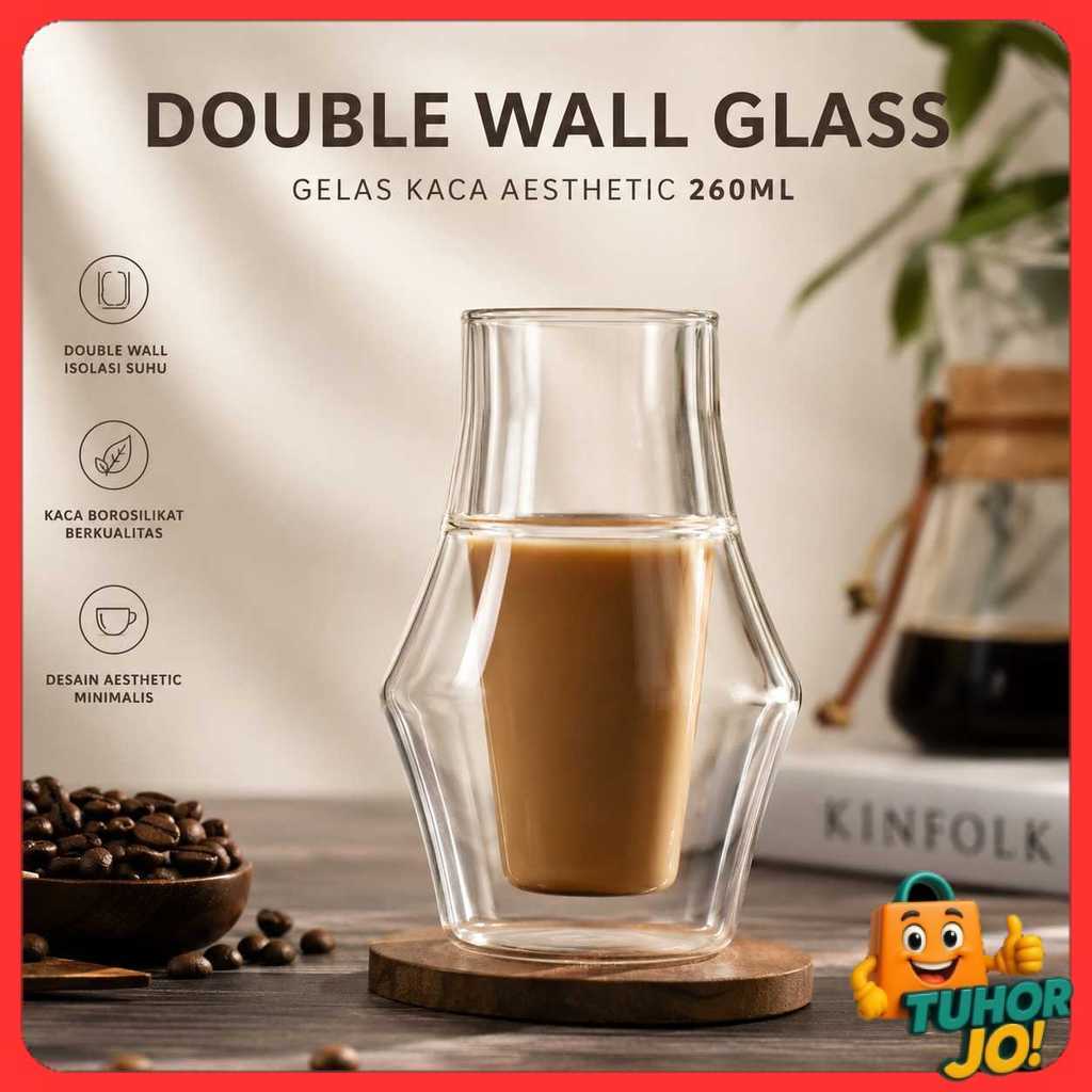 One Two Cups Aesthetic Coffee Glass Double Wall Glass 260ml - SN530