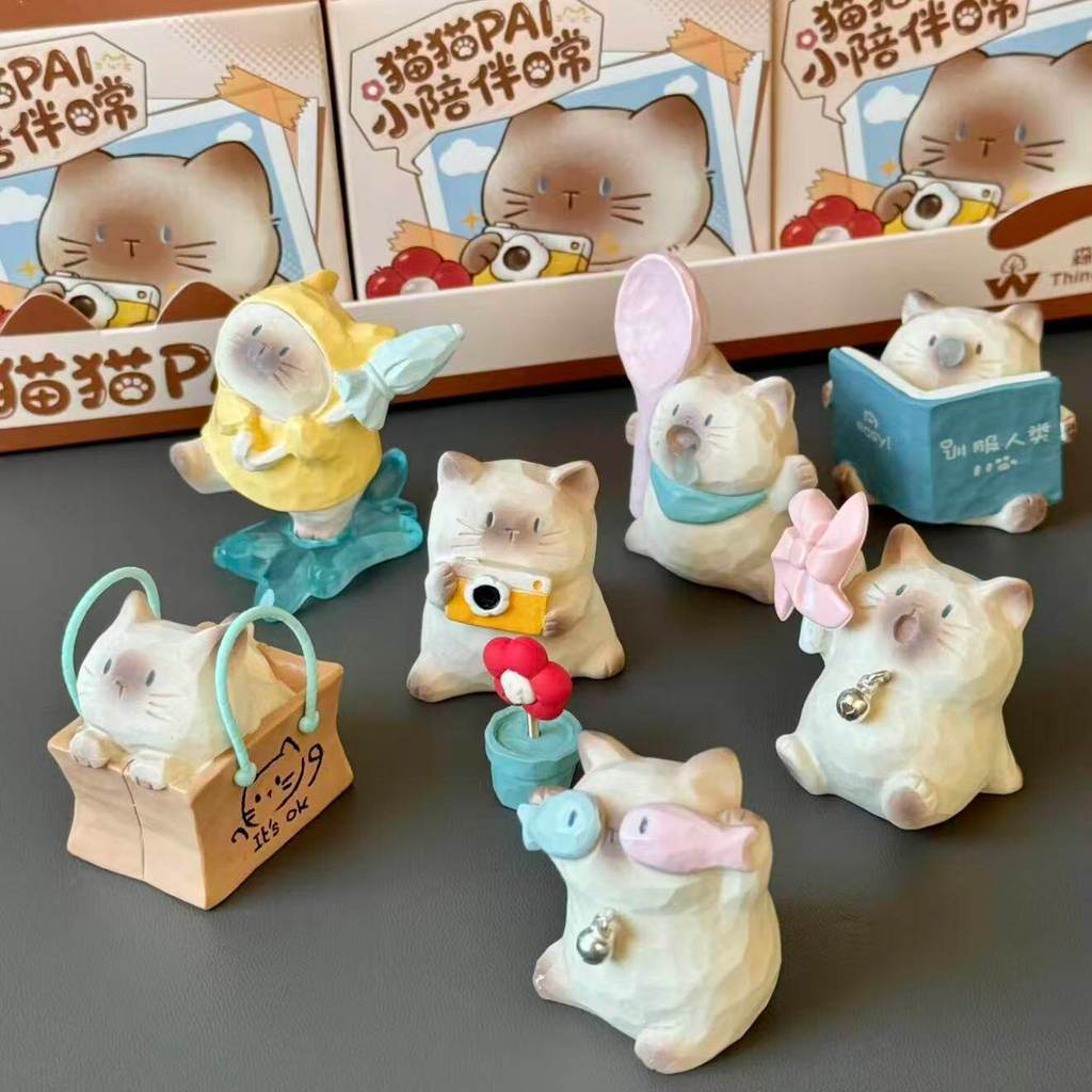 2026 ใหม่สไตล์แมวแมว pal Little Companion Daily Mystery กล่องน่ารักสยาม Cat Healing รถเดสก์ท็อปตกแต่