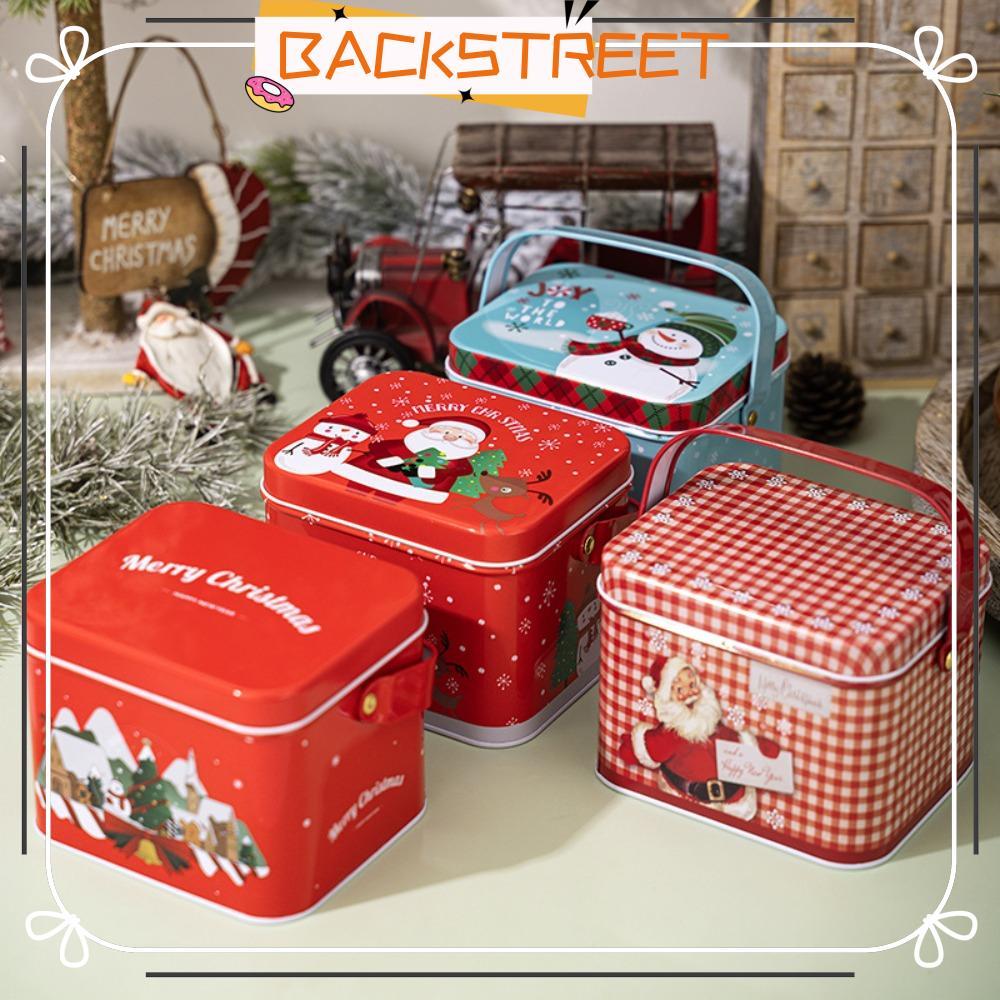 BACKSTAGE Christmas Tin Box, Gift with Handle Gift Box, Tinplate Festival Jewelry Biscuit Tin