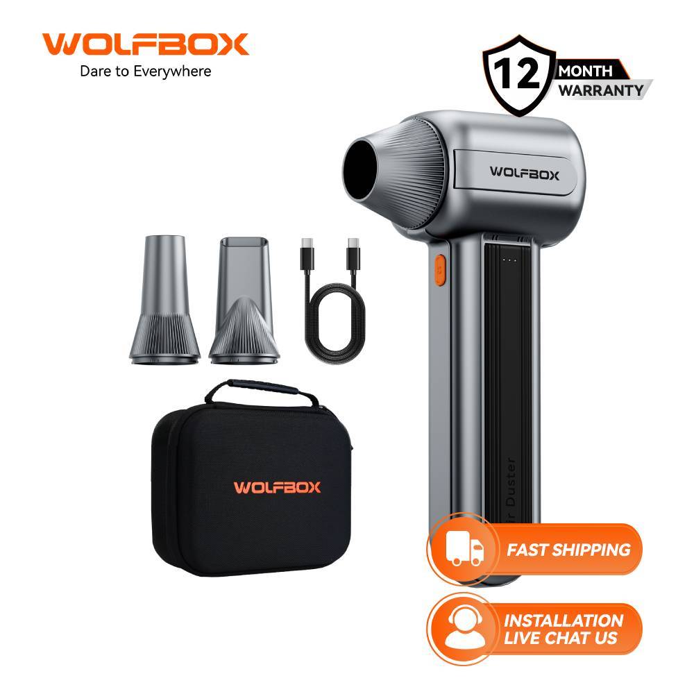 เครื่องเป่าลมไร้สาย WOLFBOX MF400, เครื่องเป่าลมเจ็ทไร้แปรงถ่านสูง, เทอร์โบ 3 สปีด, ไม้ปัดฝุ่นลมแบบใช้มือถือน้ําหนักเบาสําหรับลาน, โรงรถ, ลานและอบแห้งรถ, พร้อมเคสแข็ง
