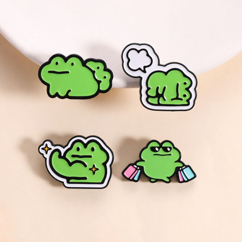 น่ารักการ์ตูนกบเคลือบ Pin ตลก Expression Meme กบเข็มกลัดปกสําหรับเสื้อผ้าหมวกกระเป๋าเป้สะพายหลังอุปกรณ์เสริมของขวัญ