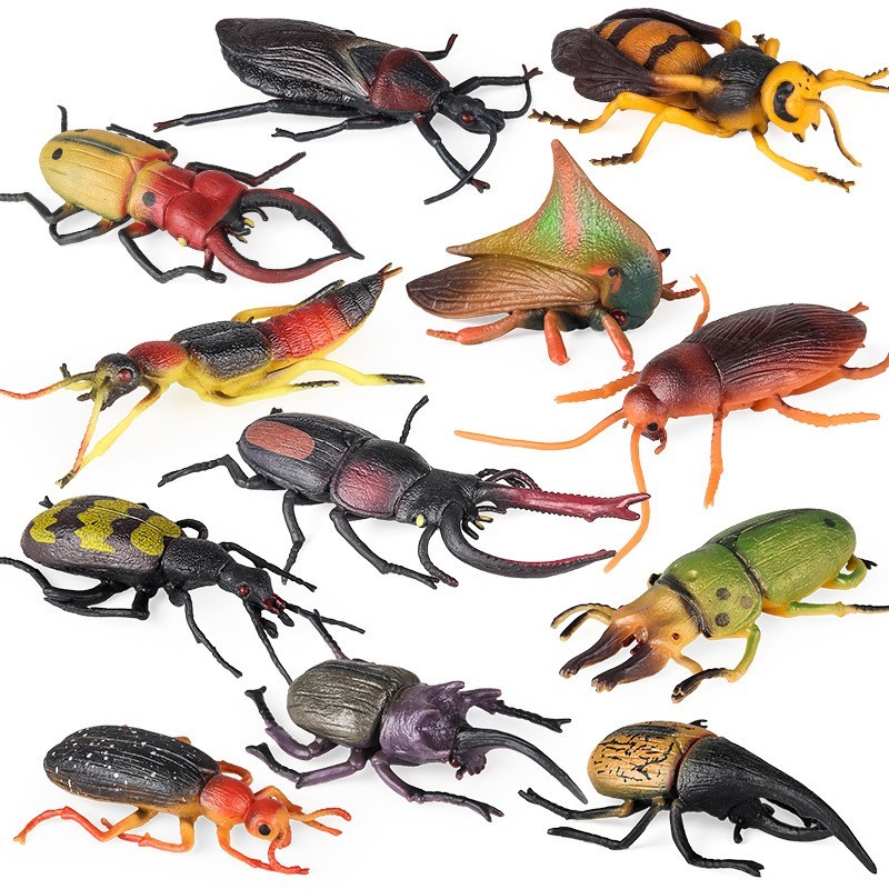 ของเล่นเด็กจําลองสัตว์รุ่นยางนุ่มแมลง Stag Beetle แมลงสาบ Beetle Killer Bee Big Beetle Pinch เพลง