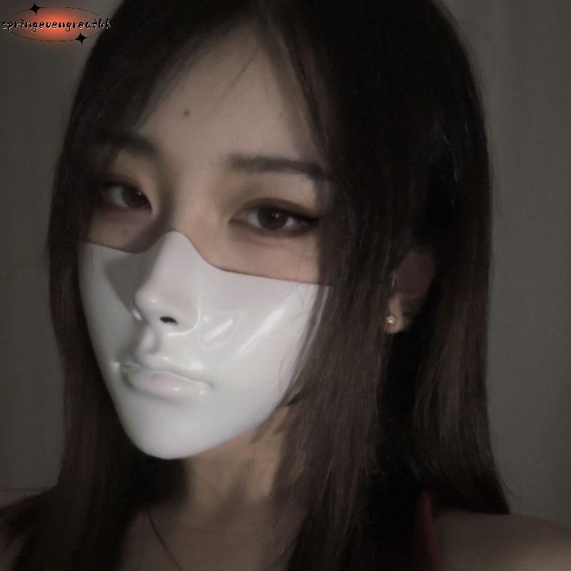 SPING ฮาโลวีนครึ่งหน้าหน้ากากปรับสายรัด Creepy เลือด Splatter สยองขวัญออกแบบน่ากลัวคอสเพลย์ Prop สําหรับฮาโลวีน Tri หรือรักษา DDC