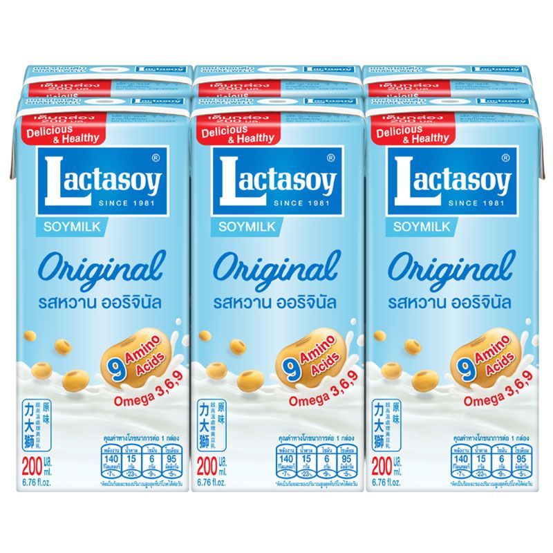 แลคตาซอยนมถั่วเหลืองยูเอชทีรสหวาน 200มล.แพค6 Lactasoy Soy Milk UHT 200ml.Pack6 [หมายเลขบาร์โค้ด 8850267117322 ]